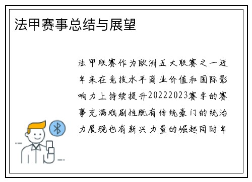 法甲赛事总结与展望
